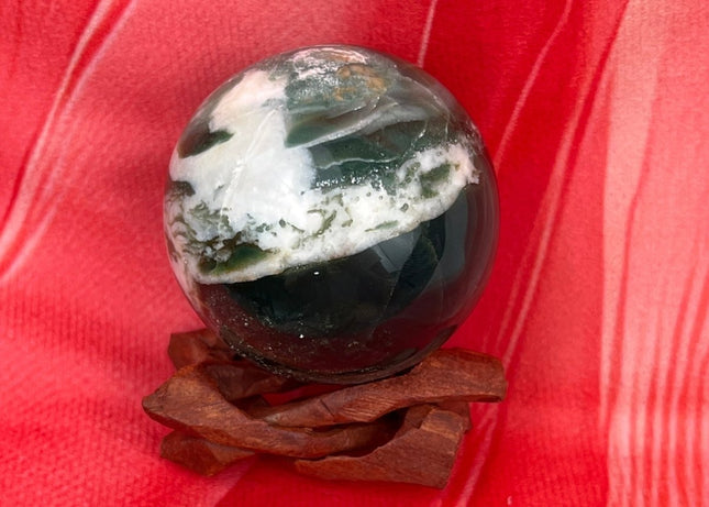 Deep Green Moss Agate Sphere - My Shop of Wonders