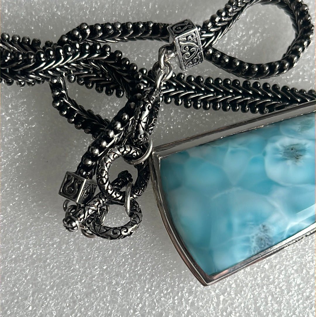 Discover the Magic of Marahlago Necklace with Large Larimar Stone! - My Shop of Wonders