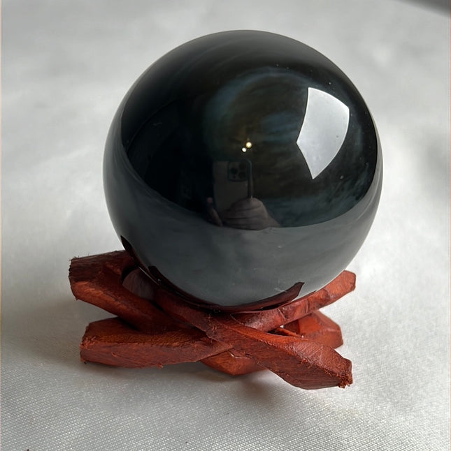 Mexican Rainbow Obsidian 49 mm. Crystal Sphere with a Stand