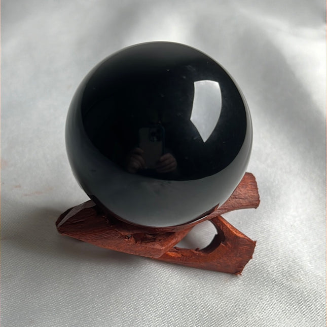 Mexican Obsidian Rainbow 45 mm. Crystal Sphere with a Stand