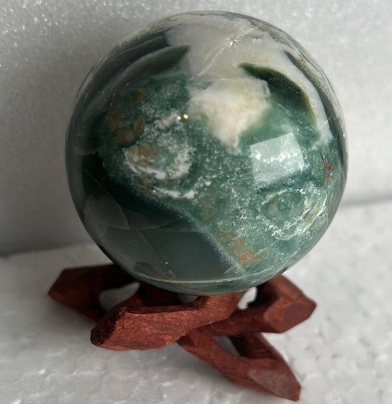 Moss Agate 53 mm Sphere, Ball, Stone with Stand from India - My Shop of Wonders