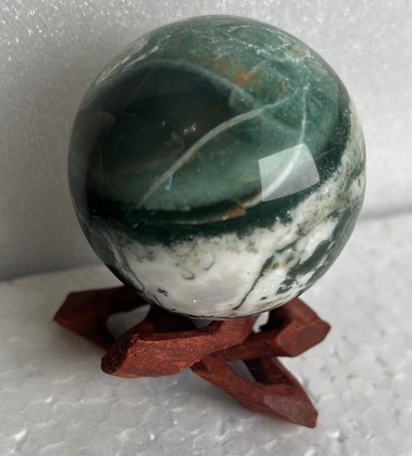 Moss Agate 53 mm Sphere, Ball, Stone with Stand from India - My Shop of Wonders