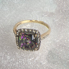 Mystic Topaz Gold Ring, Estate Jewelry