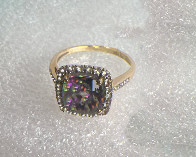 Mystic Topaz Gold Ring, Estate Jewelry