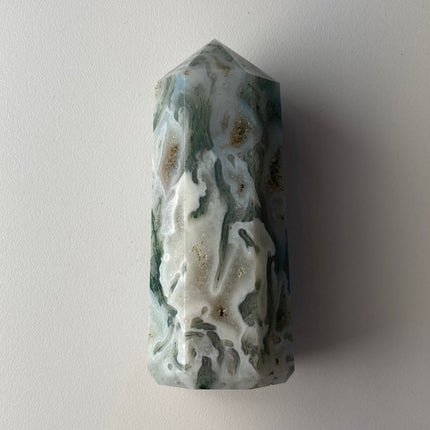 Unique Green Moss Agate Tower - My Shop of Wonders