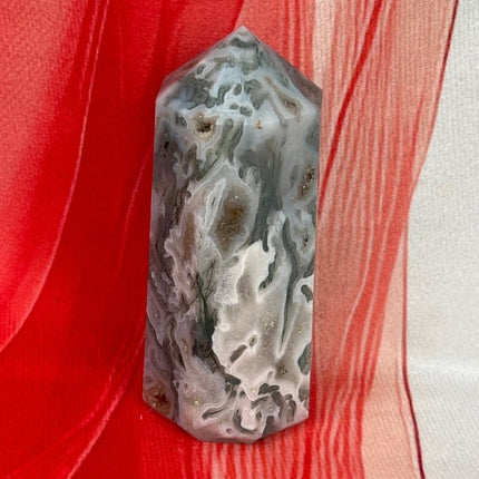 Unique Green Moss Agate Tower - My Shop of Wonders